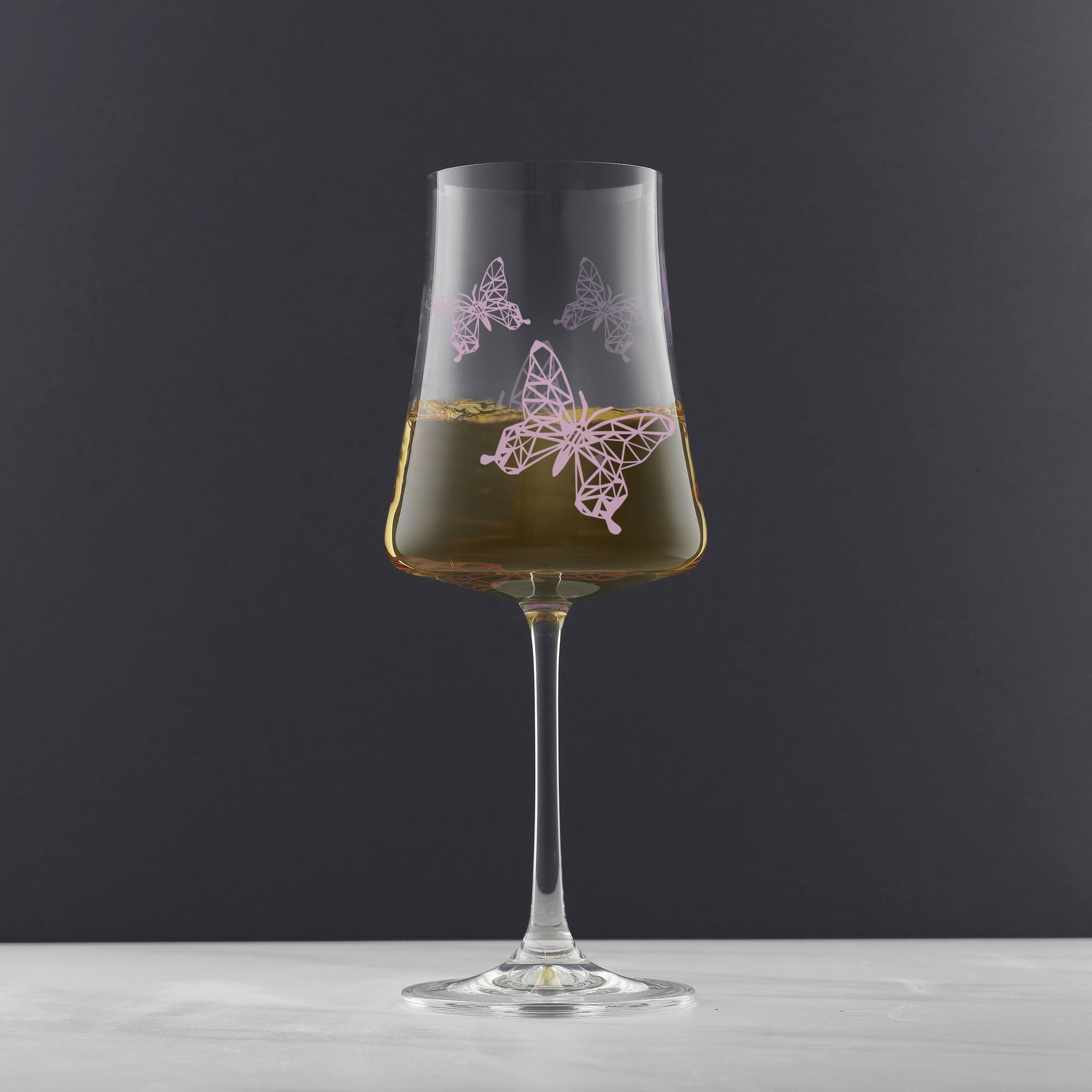 JoyJolt® 19oz. Meadow Butterfly Crystal White Wine Glass Set, 2ct.